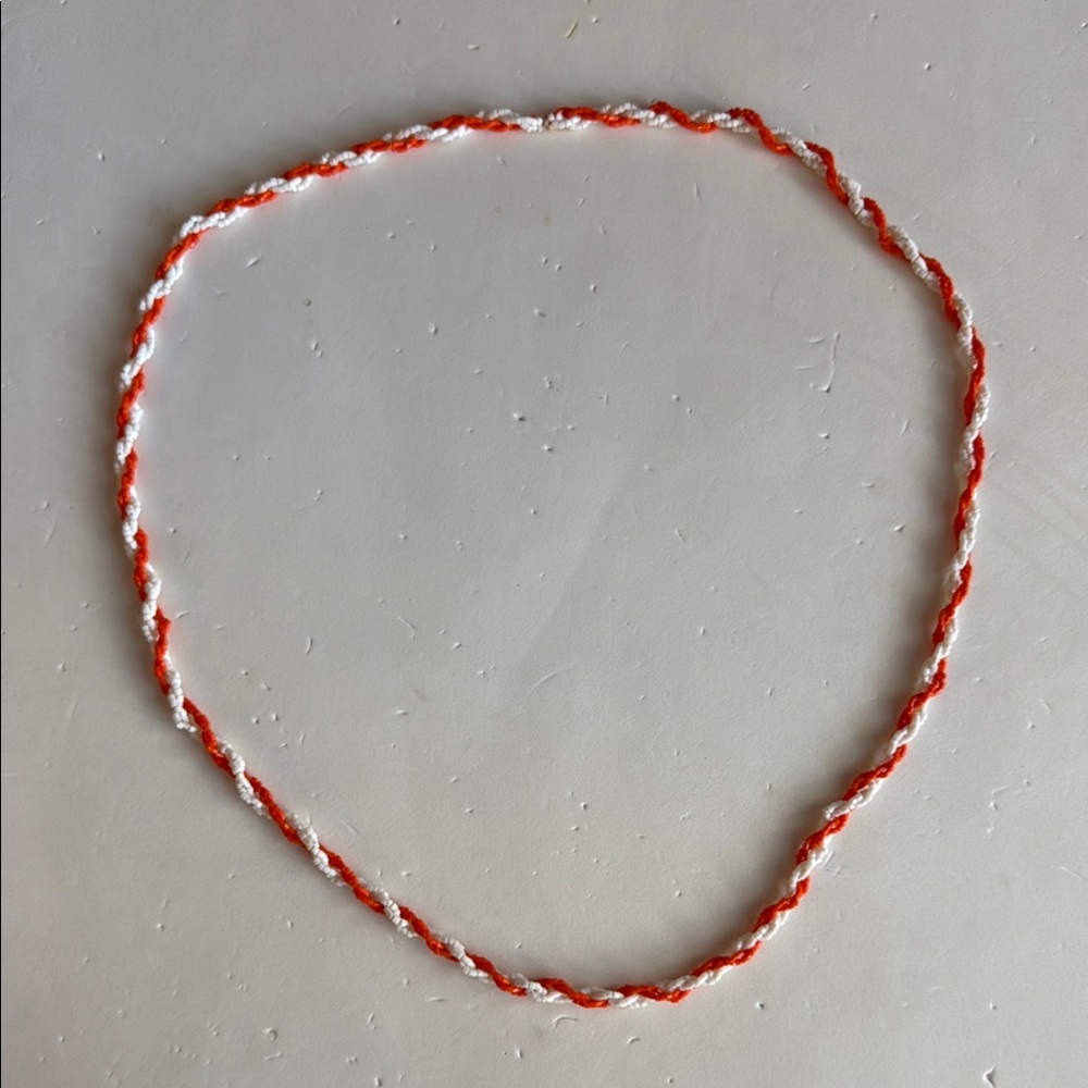 Vintage Vibrant Orange and White Twisted Beaded Long Necklace